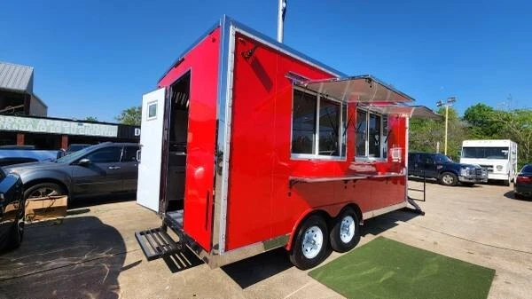 2024 Red 8x16 Food Concession Trailer – Double Axle
