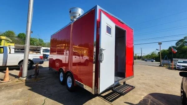 2024 Red 8x16 Food Concession Trailer – Double Axle